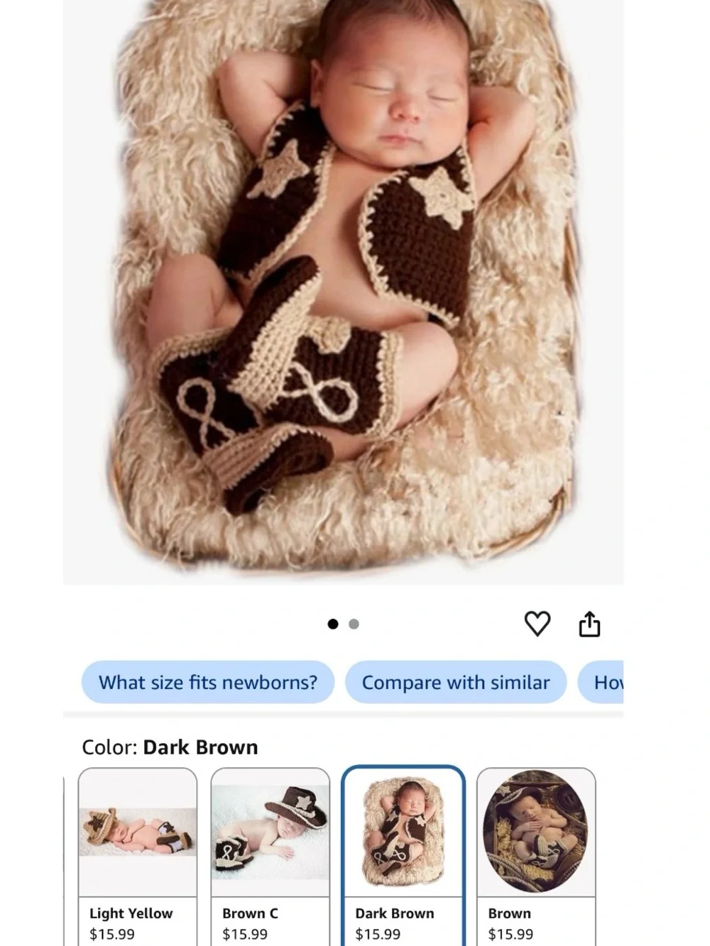 Handmade Crochet Baby Set in Dark Brown and Cream